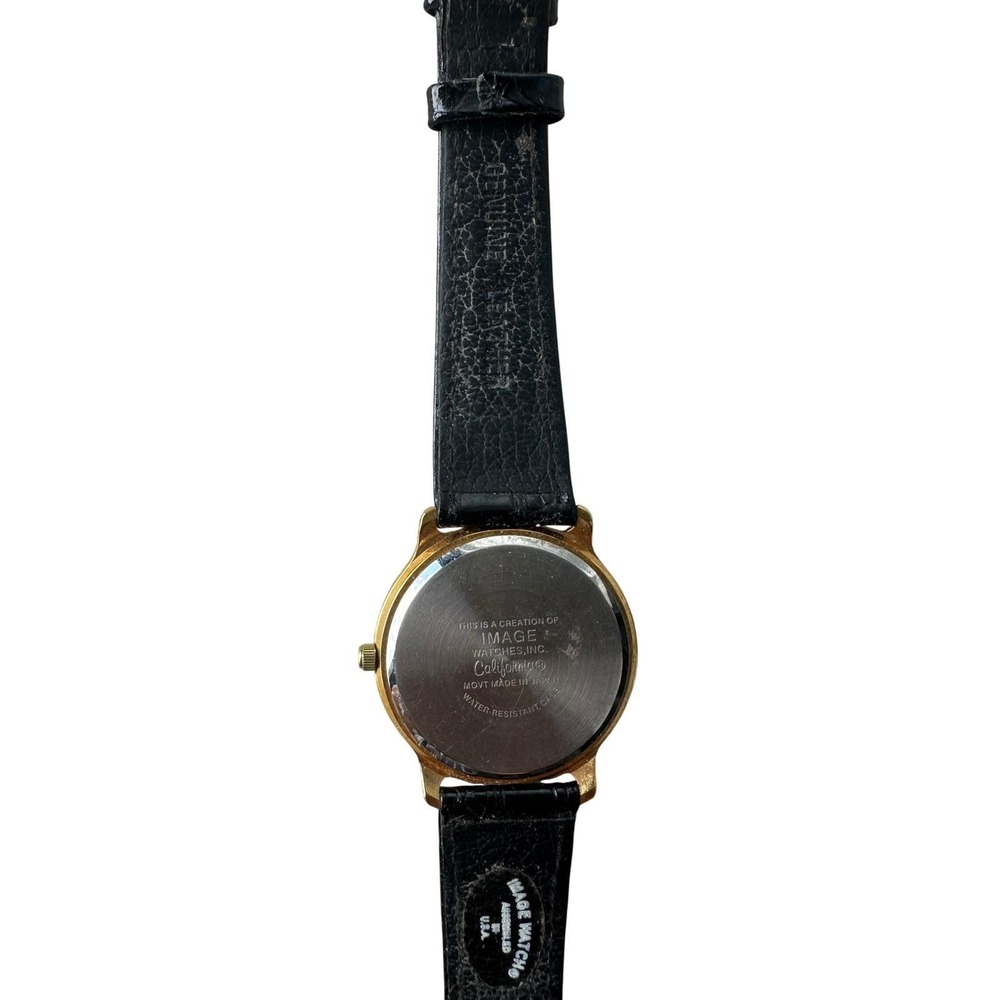 Vintage Sesame Street Live Watch Image Watches Gold Tone Black Leather Strap - Picture 3 of 3